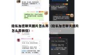 隐私加密聊天图片怎么弄（隐私加密聊天图片怎么弄微信）