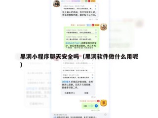 黑洞小程序聊天安全吗（黑洞软件做什么用呢）
