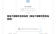 微信个别聊天怎样加密（微信个别聊天怎样加密码）