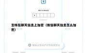 怎样在聊天信息上加密（微信聊天信息怎么加密）