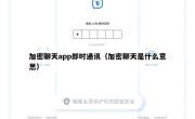 加密聊天app即时通讯（加密聊天是什么意思）