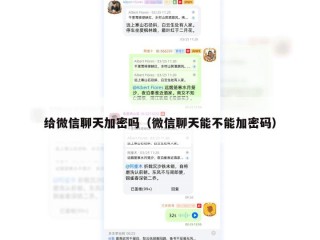 给微信聊天加密吗（微信聊天能不能加密码）