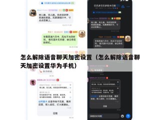 怎么解除语音聊天加密设置（怎么解除语音聊天加密设置华为手机）