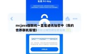mcjava版联机一直是通讯加密中（我的世界联机报错）