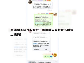 思语聊天软件安全性（思语聊天软件什么时候上线的）