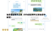 加密语音聊天记录（华为语音聊天记录加密咋解密）