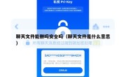 聊天文件能删吗安全吗（聊天文件是什么意思）