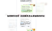 加密聊天泡泡（泡泡聊天怎么添加新的好友）