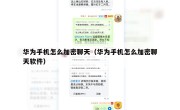 华为手机怎么加密聊天（华为手机怎么加密聊天软件）