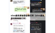 vivo通讯录加密在哪打开（vivo通讯录权限哪里打开）