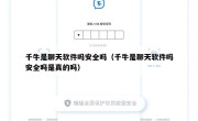 千牛是聊天软件吗安全吗（千牛是聊天软件吗安全吗是真的吗）