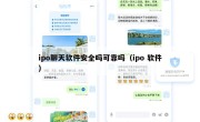 ipo聊天软件安全吗可靠吗（ipo 软件）