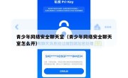 青少年网络安全聊天室（青少年网络安全聊天室怎么开）