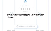 聊天软件国外可用吗安全吗（国外聊天软件enigma）